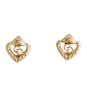 Christian Dior Gold Heart vintage CD clip on Earrings